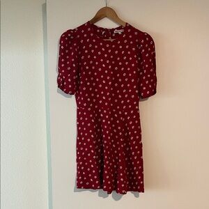 Reformation Red Dress with White Floral Pattern